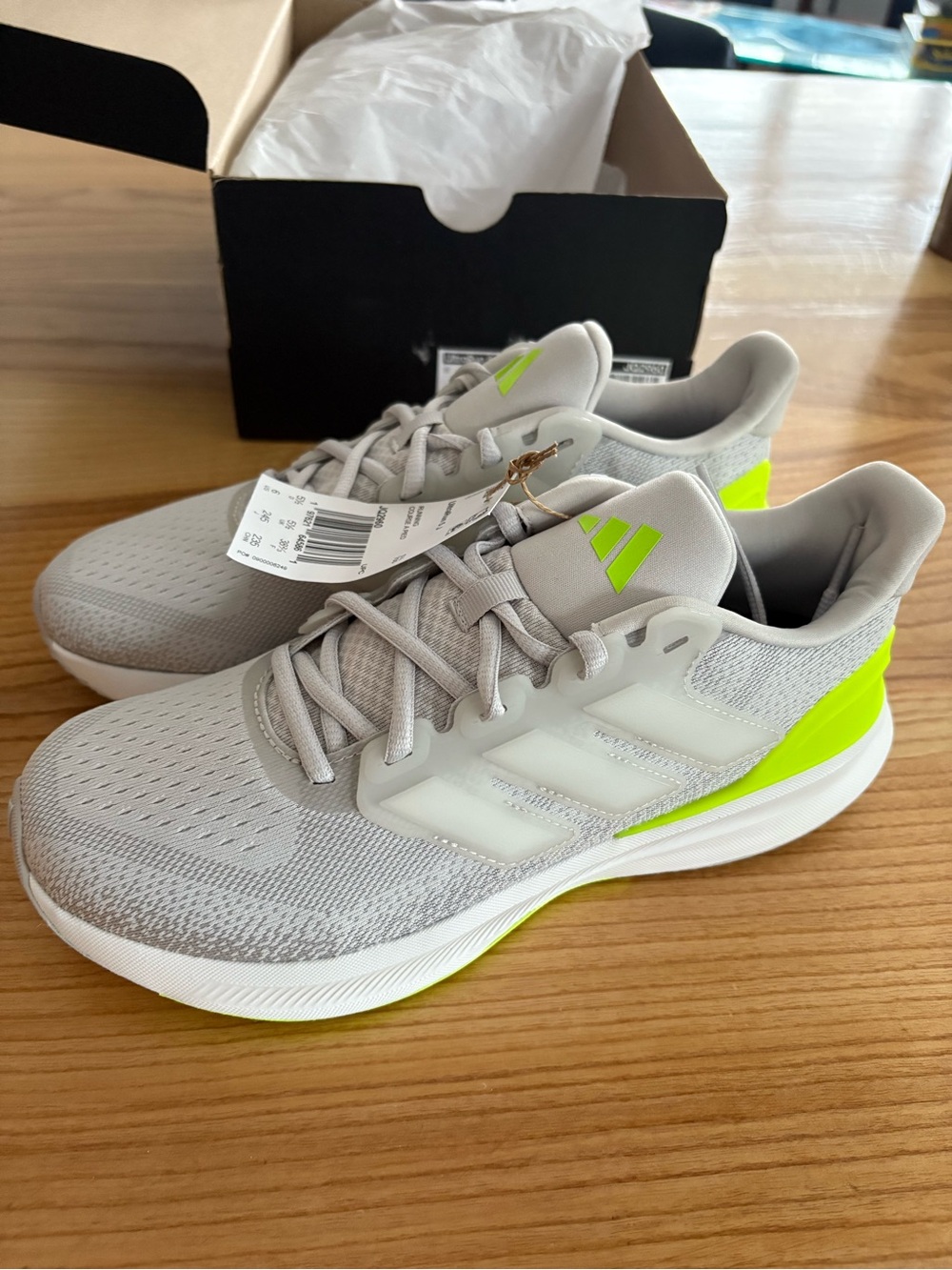 adidas women’s Athletic Shoes - Light Gray with Neon Yellow Accents